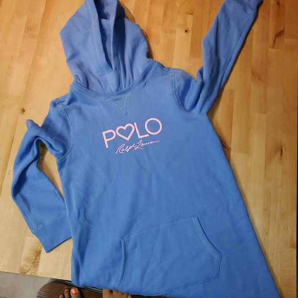 Polo Ralph Lauren Girls Sweatshirt Dress with hoodie and front pockets Size L - Picture 2 of 4
